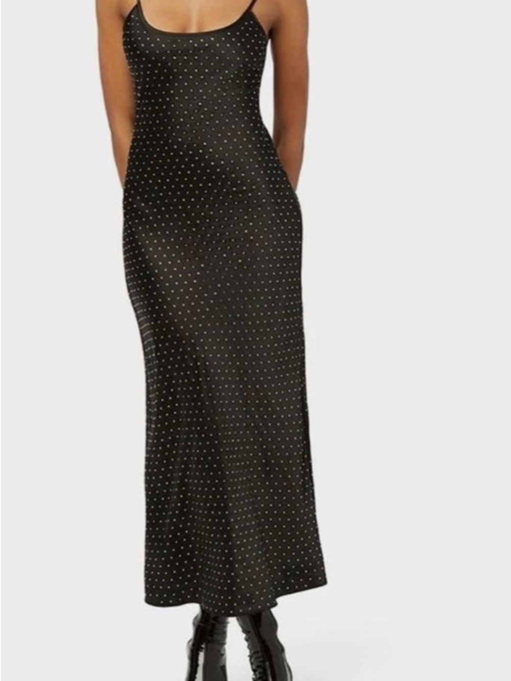 WeWoreWhat Black Maxi Slip Dress with Silver Studs